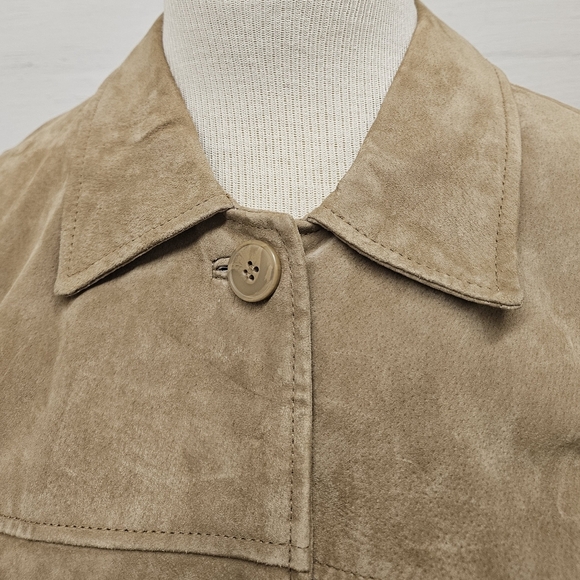 Moda International 90s Suede Leather Jacket in Camel Size Large Tall - Picture 5 of 12